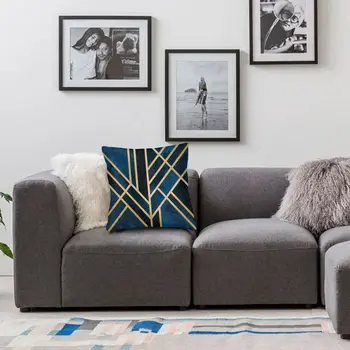 Art Deco Midnat Smide Pude Dække Polyester Puder til Sofa Moderne Geometriske Grafisk Vintage pudebetræk