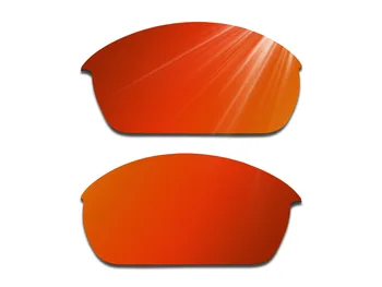 Glintbay 2 Par Polariserede Solbriller Udskiftning Linser for Oakley Flak Jacket Ild Rød og Sølv Titanium