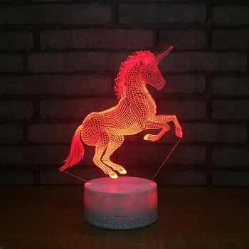 Unicorni 3D LED-RGB-Nat Lys 7 farveskift Desk Lys Action Figurer 113 Drenge Piger Julen Legetøj