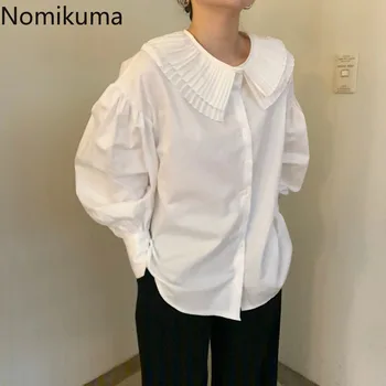 Nomikuma Blusas Femme Enkelt Breasted Hvide Skjorter Kvinder ensfarvet langærmet Efteråret koreanske Smart Ny Bluse Kvindelige 3d560