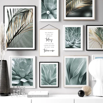 Palmeblade Plante-Art Lærred Maleri Aloe Botaniske Plakater Og Prints Modulopbygget Væg Billeder Til Stuen Hjem Dekoration