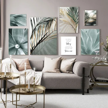Palmeblade Plante-Art Lærred Maleri Aloe Botaniske Plakater Og Prints Modulopbygget Væg Billeder Til Stuen Hjem Dekoration
