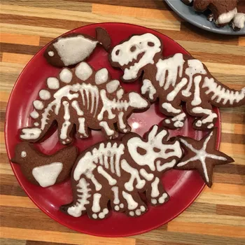 Delidge 3pcs/set Dinosaur-Formet Cookie Cutter Skimmel 3D-Kiks Fondant Dessert Bagning Mould Fondant Kage Udsmykning Værktøjer