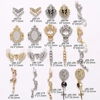 5pcs/masse Luksus Spejl vedhæng 3D Nail Art Crystal Zircon Pearl metal manicure søm tilbehør DIY Negle Dekorationer Søm charms