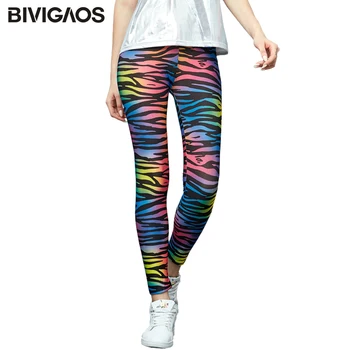 BIVIGAOS Rainbow Leopard, Zebra Print Leggings Kvinder Farverige Mælk Silke-Stretch Gotiske Trendy Leggings Sexede Leggings Bukser Kvinder
