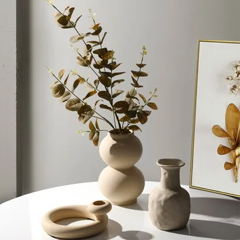 Kreative Koreansk Keramik Uregelmæssige Vase Dekoration Tørret Blomst Plante Arrangement Stue Hjem Indrette Pynt