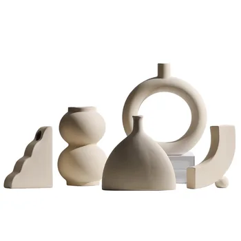 Kreative Koreansk Keramik Uregelmæssige Vase Dekoration Tørret Blomst Plante Arrangement Stue Hjem Indrette Pynt