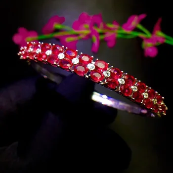 Naturlige ruby armbånd, varm kvalitet, smuk farve, 925 sterling sølv, justerbar størrelse 12028