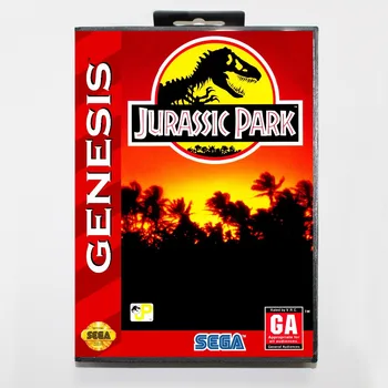 16-bit Sega MD spil Patron med en Retail box - Jurassic Park spil indkøbsvogn til Megadrive til Genesis-system