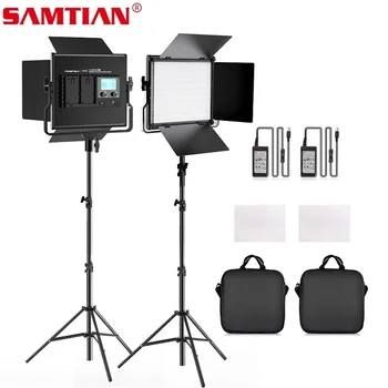 SAMTIAN Video Lys L4500K fotografering lys 2Set Med Stativ Dæmpbar Studio panle lys til studie photograpy foto LED lys
