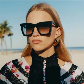 Fashion Moderne Square Solbriller Kvinder Et Stykke Nuancer Kvindelige Vintage Design Nitte Overdimensionerede Solbriller Til Mænd, Oculos De Sol