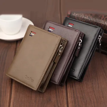 Mænd tegnebøger PU Læder tegnebog man kort tegnebog business brand læder kortholder penge pung punge lommer luksus
