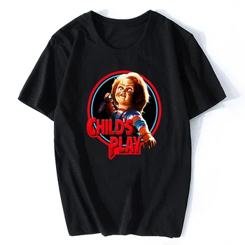 Chucky Horror T-Shirt til Mænd af Høj Kvalitet, Æstetisk Bomuld Vintage Sort T-shirt Harajuku Streetwear Camisetas Hombre