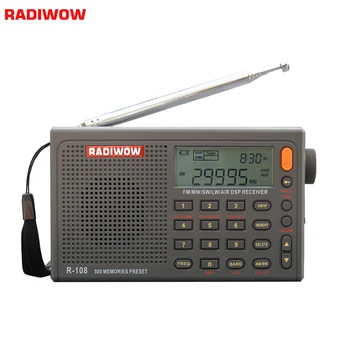 Radiwow R-108 Digitale Bærbare Radio Stereo FM /LW/SW/MW /LUFT/DSP Med LCD/Lyd i Høj Kvalitet Alarm Funktion Til Indendørs Udendørs