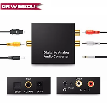 3,5 MM Jack DAC Digital til Analog Audio Converter Dekoder Optisk Fiber Coax-Stereo-Audio-Adapter-Til-RCA-Forstærkere USB-Kabel