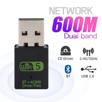 USB-WiFi Bluetooth-Adapter 600Mbps Dual Band 2.4/5 ghz Trådløs Ekstern Modtager USB Mini WiFi Dongle netkort til PC/Laptop