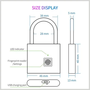Smart Fingeraftryk Lås USB-Touch Kontrol Hængelås Hurtig Låse Zink Legering Metal Selv Udvikle en Chip til Dør Bagage