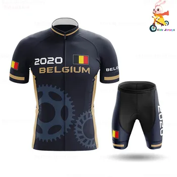 Belgien 2020 Ny Åndbar Hurtig Tør Kids Trøje Sæt Sort Smuk Børn Cykling Tøj Drenge Sommer Cykel Bære