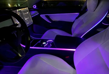 For Tesla Model3 model 3 2019 2020 inter bil Omgivende Lys 64 farver Dekorere inter lampe touch control Center søjle horn dække