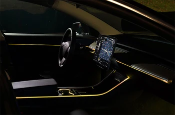 For Tesla Model3 model 3 2019 2020 inter bil Omgivende Lys 64 farver Dekorere inter lampe touch control Center søjle horn dække