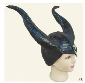 Trendy Ægte latex maleficent horn voksne kvinder halloween fest kostume jolie cosplay hat hat -Gratis fragt