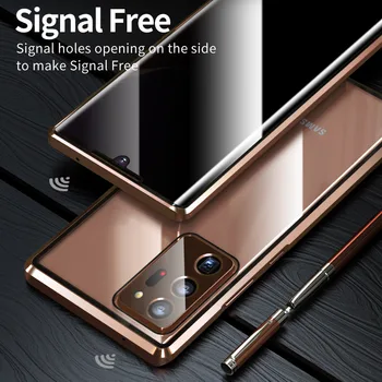 Magnetisk Kiggede Privacy Glas Taske Til Samsung Galaxy Note 20 Ultra Tilfælde Metal Magnetisk Cover Til Samsung Note 20 360 Fuld Dækning