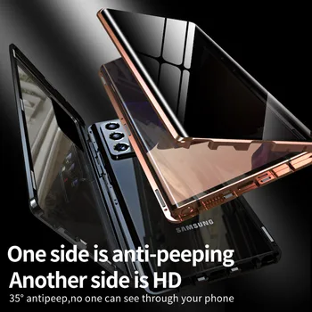 Magnetisk Kiggede Privacy Glas Taske Til Samsung Galaxy Note 20 Ultra Tilfælde Metal Magnetisk Cover Til Samsung Note 20 360 Fuld Dækning