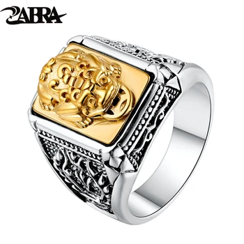ZABRA 925 Sterling Sølv Gyldne Brave Tropper Ring Til Mænd, Kvinder, Dyr Elskere Part Trendy Erklæring Bryllup Smykker