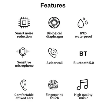 A2S TWS Genopladelige Trådløse Bluetooth-5.0 Kløgt Touch 8D Tung Bas Øretelefon