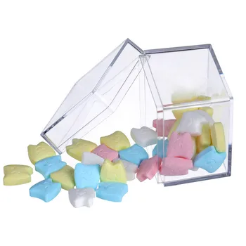 24pcs Pladsen Klar Akryl Plastik Boks Bryllup Candy Box Fordel Kasser Baby Brusebad Dåb festartikler