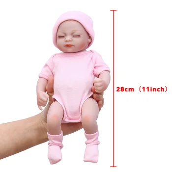 11 tommer 28cm Genfødt Silikone Dukker Håndlavet Blød Naturtro Baby Pige Dukke Realistisk Toy Børn Piger Børn til Julegave