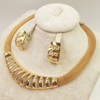 Dubai halskæde i guld øreringe samling mode Nigeria bryllup African pearl smykker samling italienske kvinders smykker sæt