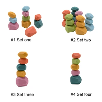 Children ' s Rainbow Træ-legetøj Sten Jenga byggesten Pædagogiske Kreative Stabling Spil Rainbow Træ Legetøj