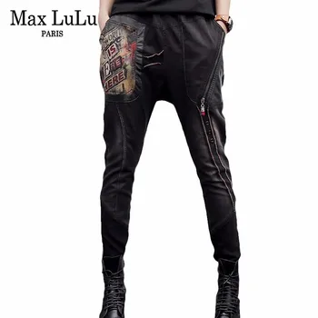 Antal LuLu Efteråret 2018 Mode koreansk Stil Damer Punk Cross Bukser Dame 3d Printet Mødre Jeans Sort Push-Up Kvinde Denim Bukser
