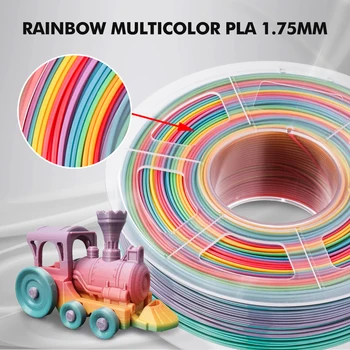 3D PLA Filament Rainbow Printeren Plast 1.75 MM 5 Ruller Bionedbrydeligt Bøjelig Lav Krympning Høj Styrke Håndterer DIY Gave