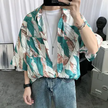 Sommer Blomst Shirt, Mænds Mode Hawaii-Skjorte Trykt Casual Skjorte Mænd Streetwear Løs koreanske kortærmet Skjorte Herre M-2XL