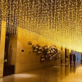 Julelys Udendørs Udsmykning 4m 8m 16m 20m Hænge 0,6 m Led Curtain Icicle String Lys nytår Garland Led Fairy Lights