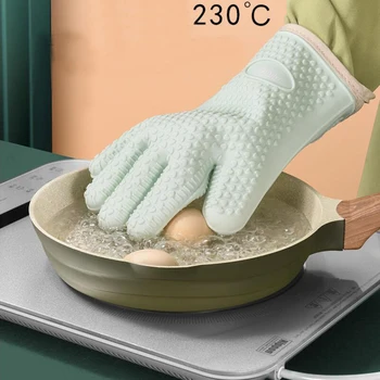 Tre-Delt Køkken Isolerede Handsker Høj Temperatur Resistent, Non-Slip Bagning Mikrobølgeovn Anti-Skoldning Silikone Handsker