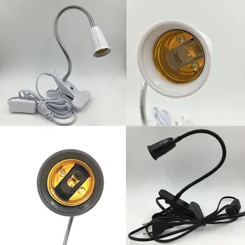 360 Grader Fleksibel Lampe Holder Klip E27 Base med På off-knappen EU Stik brug så Enkel bordlampe til led vækst lys e27 lampe