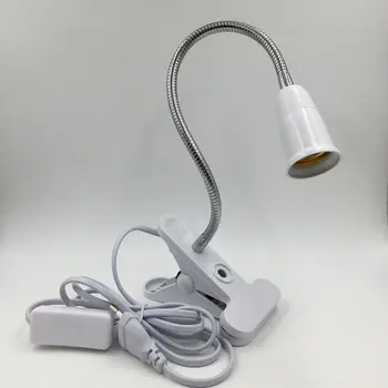 360 Grader Fleksibel Lampe Holder Klip E27 Base med På off-knappen EU Stik brug så Enkel bordlampe til led vækst lys e27 lampe