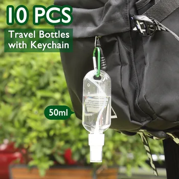 10STK 1.7 oz Hånd Sanitizer Flaske Tætte Rejse Fin Tåge Spray-Flaske med Karabinhage Tragt opbevaringspose til Alkohol Væske