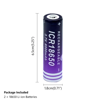 2 stk 18650 Genopladelige ICR 18650 Li Lithium-Ion-Batteri 3,7 V 6000mAh Til Lommelygte Forlygte Med OS/EU/USB Dual Slots Oplader