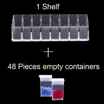 48 Flasker Diamant Maleri Perler Container Hylde Rack Display Box Container Opbevaring Fuld Square/Runde Bor 266XP