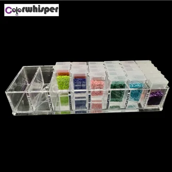 48 Flasker Diamant Maleri Perler Container Hylde Rack Display Box Container Opbevaring Fuld Square/Runde Bor 266XP
