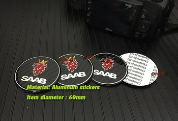For SAAB 9-3 9-5 93 95 Bil, emblem, Logo Badge 68mm 2/ 3pins hoved Foran Boot Bagside etiket+63mm Bil hjul center caps 6stk/sæt