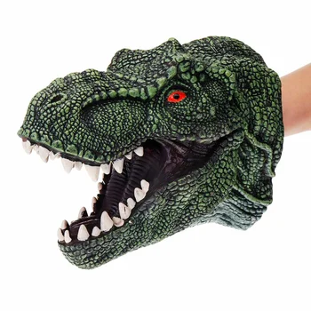 Blød Vinyl Gummi Dyr Hoved Hånddukke Figur Legetøj Handsker Til Børn Model Gave Dinosaur Hånddukke Legetøj For Børn
