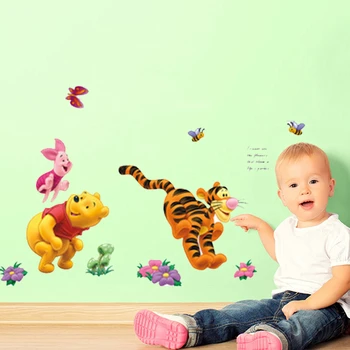 Peter Plys Bjørn, Tiger Gris Bee Wall Stickers Kids Room Hjem Udsmykning Diy Cartoon Animal Mural Art Film Decals Væg Plakat