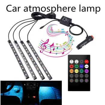 Bil led strip light rgb-bånd for Bil atmosfære lampe dekoration 12V cigartænder-5V USB Musikken til at lyde IR kontrol neon strimler