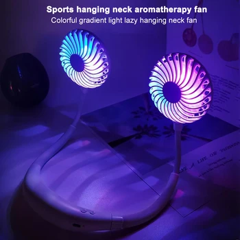 USB-bærbare sport hals loftvifte med hals og genopladelige justerbar LED Nat Fan