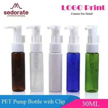 Sedorate 20 stk/Masse Fløde Pumper Flasker Makeup 30 ML Pumpe Genpåfyldelige Flasker Med Klip Kosmetiske Emballage PET Container JX164